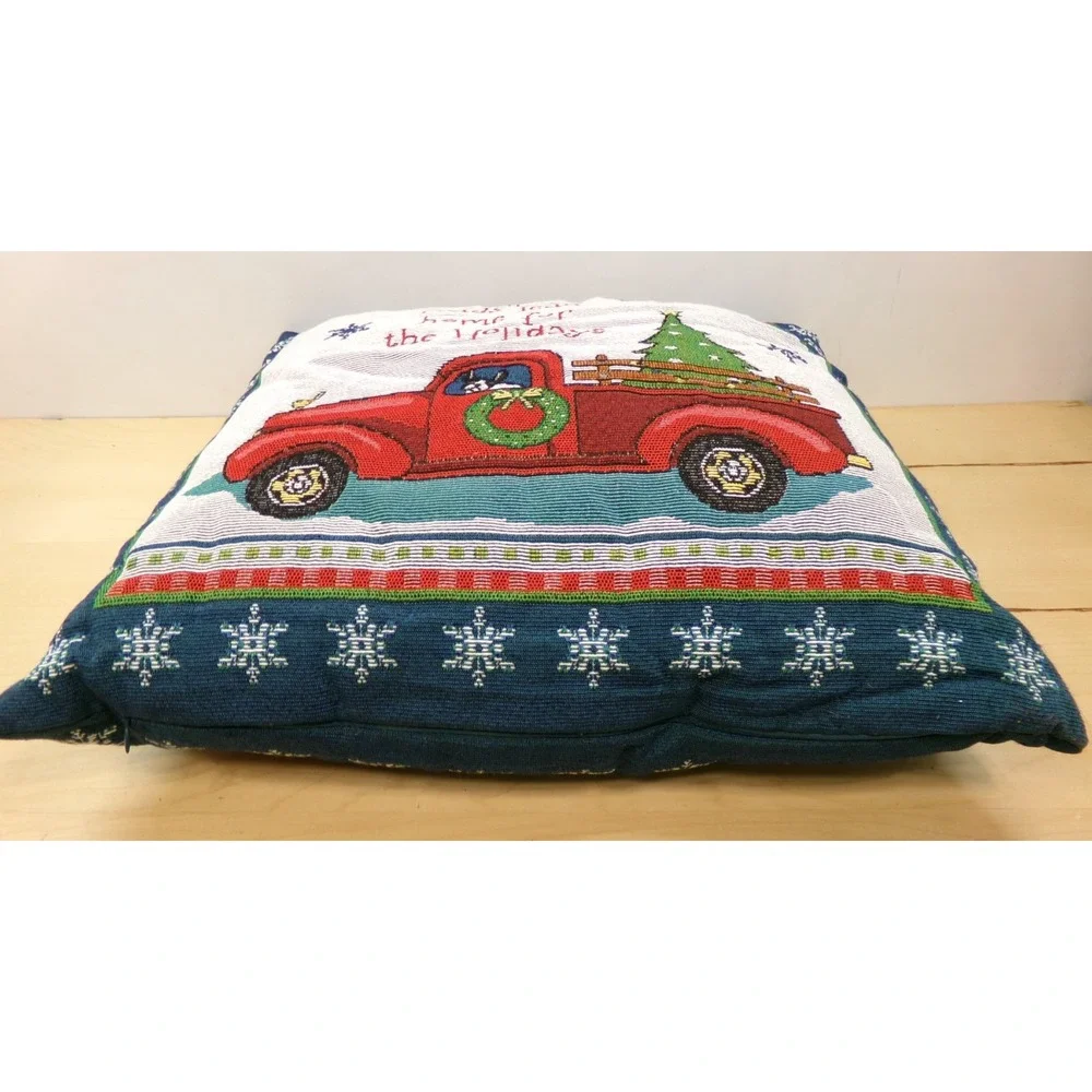 Christmas Tapestry Pillow All Roads Lead Home for the‎ Holidays 17